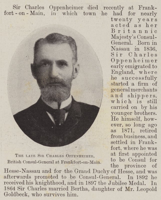 Zesnulý sir Charles Oppenheimer, britský generální konzul ve Frankfort-on-Main od English Photographer
