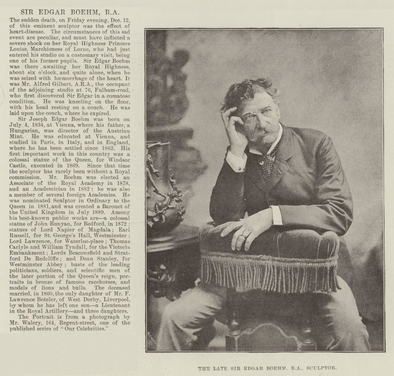 Zesnulý sir Edgar Boehm, RA, sochař od English Photographer