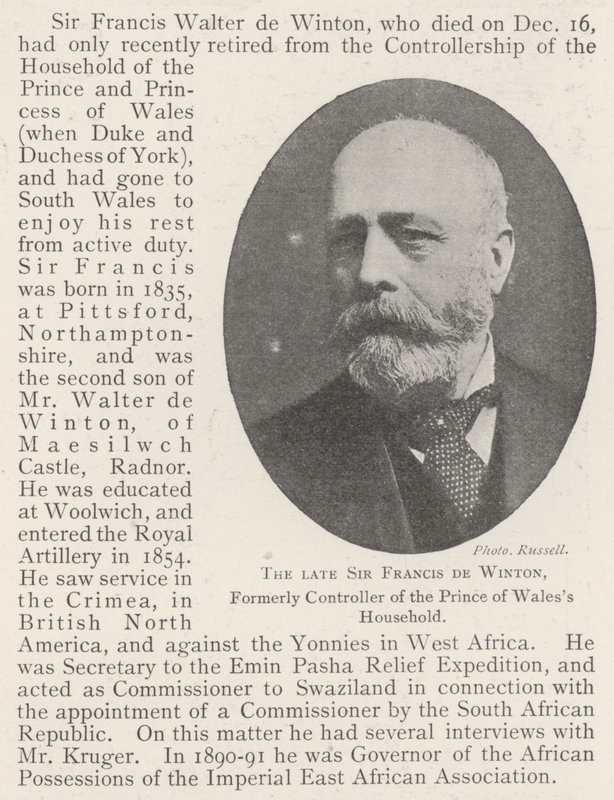 Zesnulý sir Francis de Winton, dříve správce domácnosti prince z Walesu od English Photographer