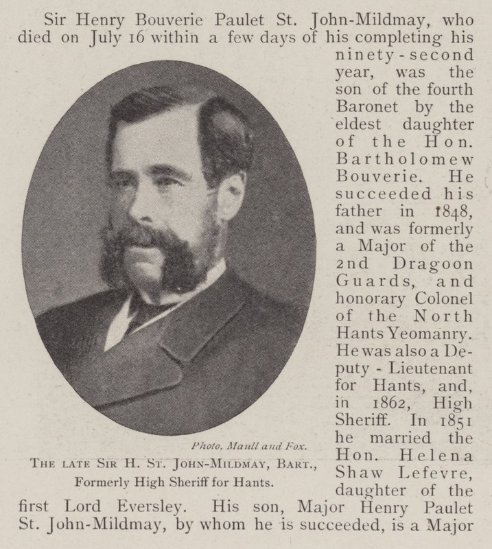 Zesnulý Sir H St John-Mildmay, Baronet, dříve vysoký šerif pro Hants od English Photographer
