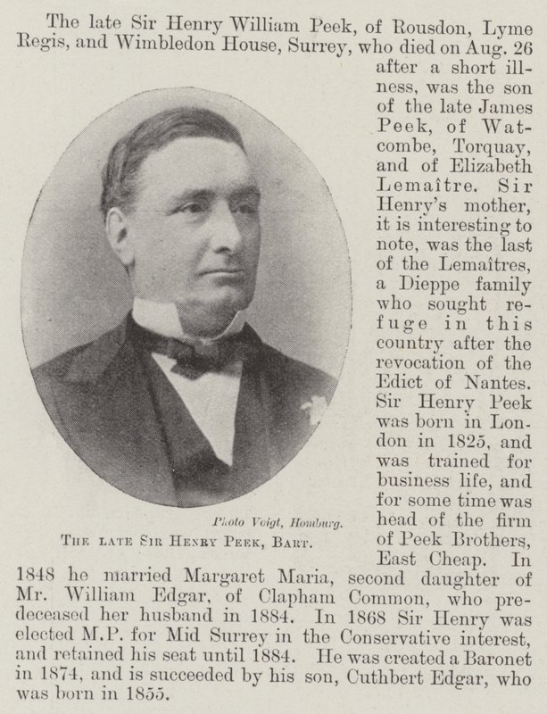 Zesnulý sir Henry Peek, Baronet od English Photographer