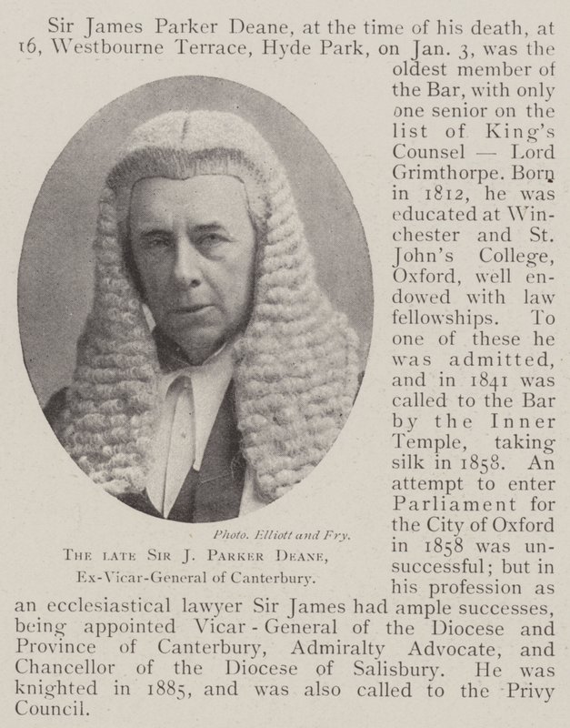 Zesnulý sir J Parker Deane, bývalý generální vikář z Canterbury od English Photographer