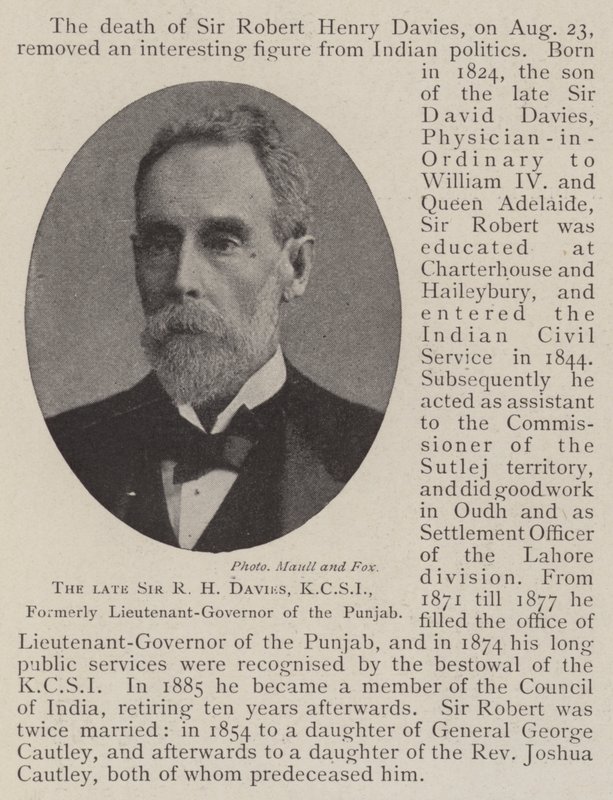 Zesnulý sir R H Davies, KCSI, bývalý generálporučík Paňdžábu od English Photographer