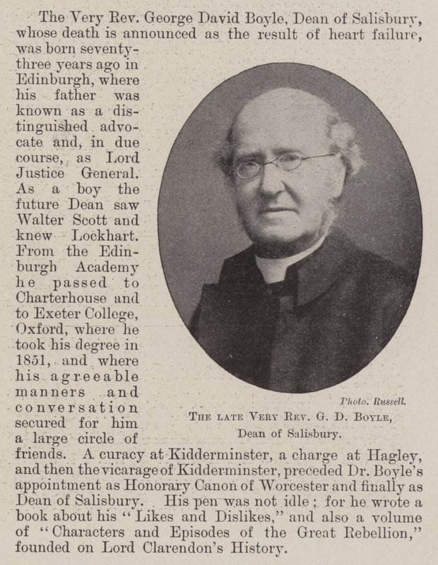 Zesnulý velmi reverend GD Boyle, děkan ze Salisbury od English Photographer