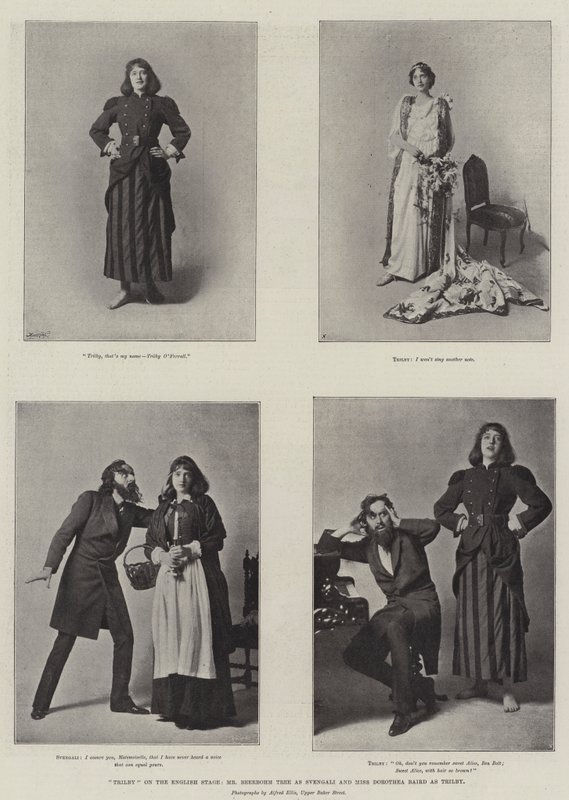 Trilby na anglické scéně, pan Beerbohm Tree jako Svengali a slečna Dorothea Baird jako Trilby od English Photographer