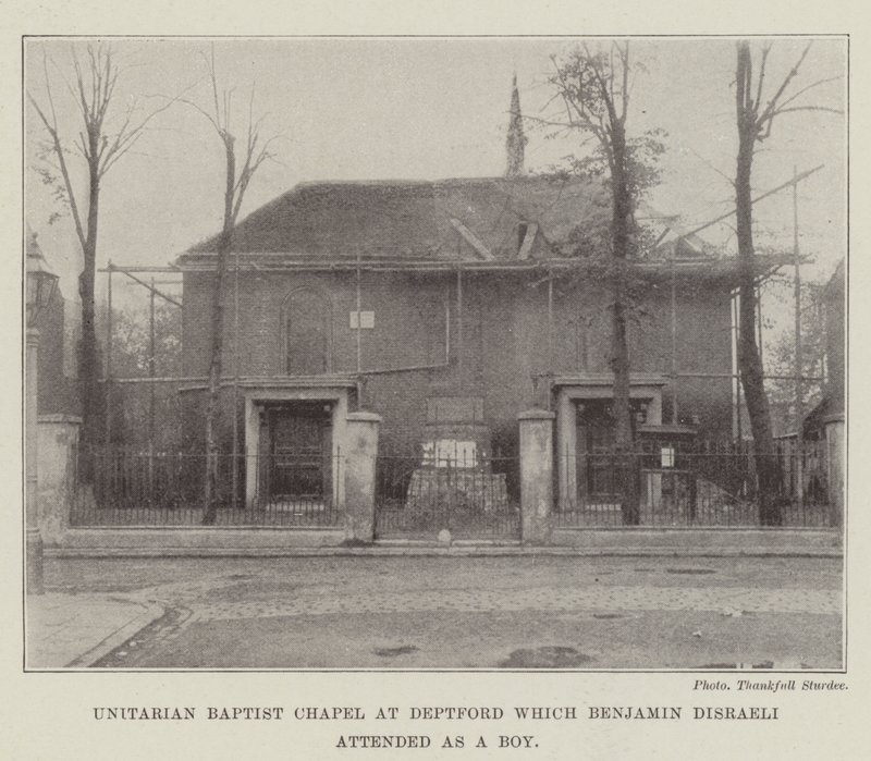 Unitářská baptistická kaple v Deptfordu, kterou Benjamin Disraeli navštěvoval jako chlapec od English Photographer