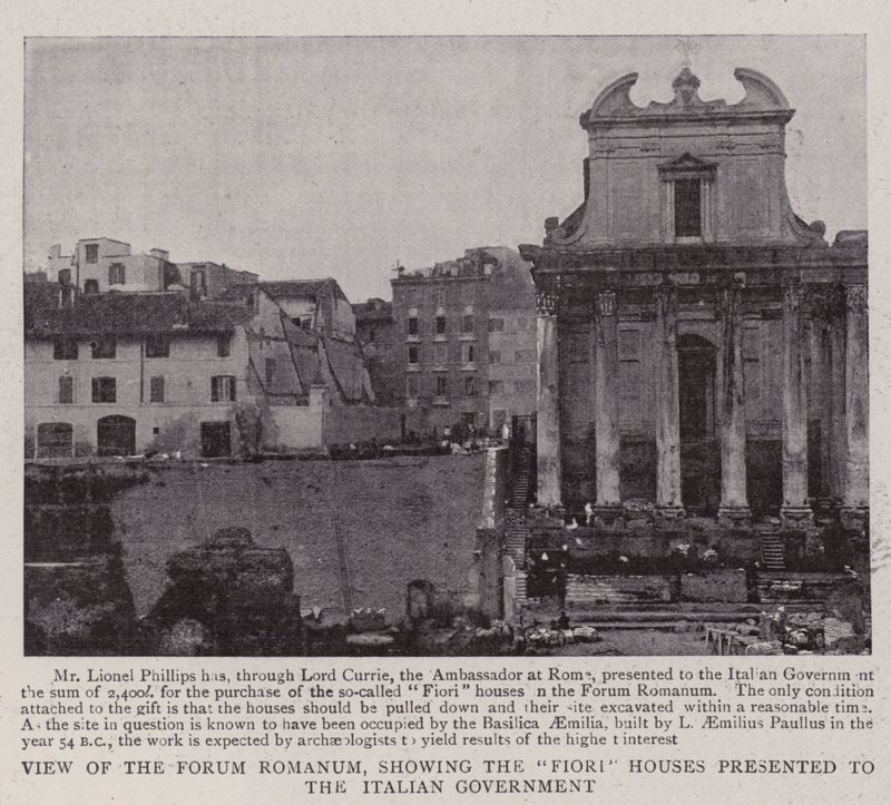 Pohled na Forum Romanum, zobrazující domy Fiori představené italské vládě od English Photographer