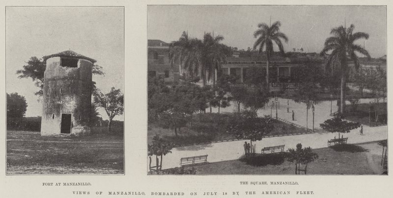 Pohledy na Manzanillo, bombardované 18. července americkou flotilou od English Photographer