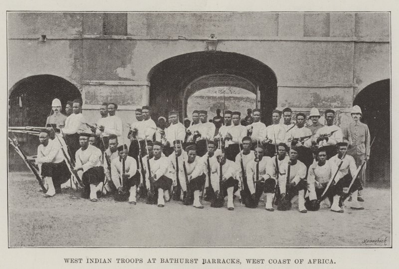 Západoindické jednotky v Bathurst Barracks, západní pobřeží Afriky od English Photographer