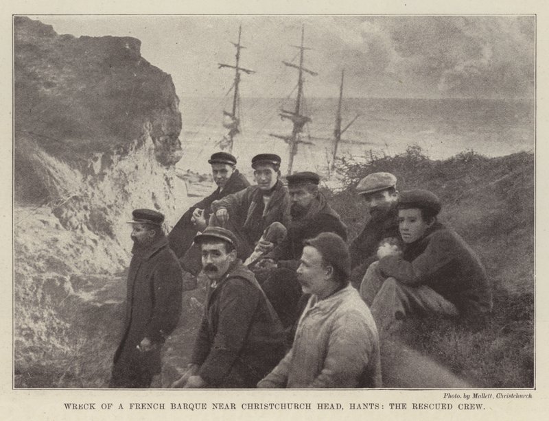 Vrak francouzského barque poblíž Christchurch Head, Hants, The Rescued Crew od English Photographer