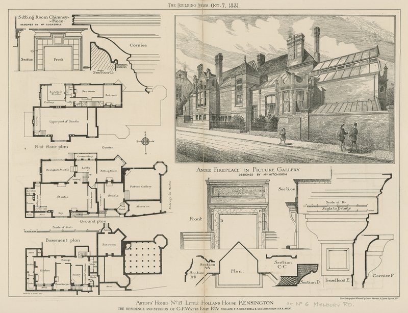 15 Little Holland House, Kensington, rezidence a studia GF Wattse, RA od English School