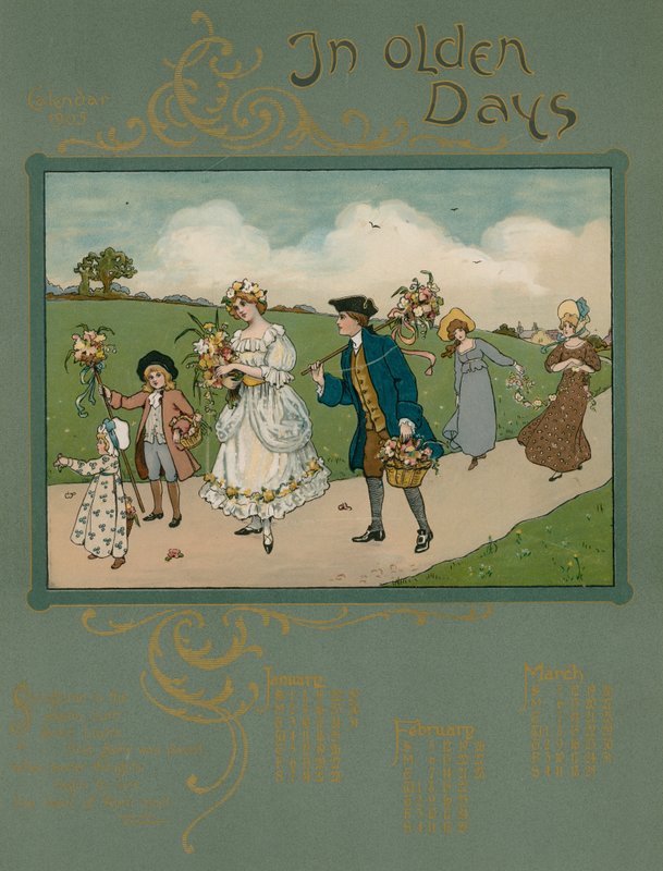 Kalendář z roku 1905 s verši Alfreda Austina od English School