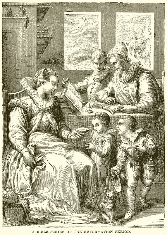 Biblický písař z období reformace od English School
