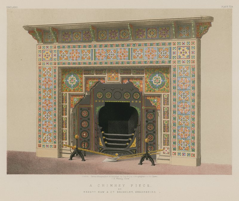 A Chimney Piece od pánů Maw and Co, Broseley, Shropshire od English School