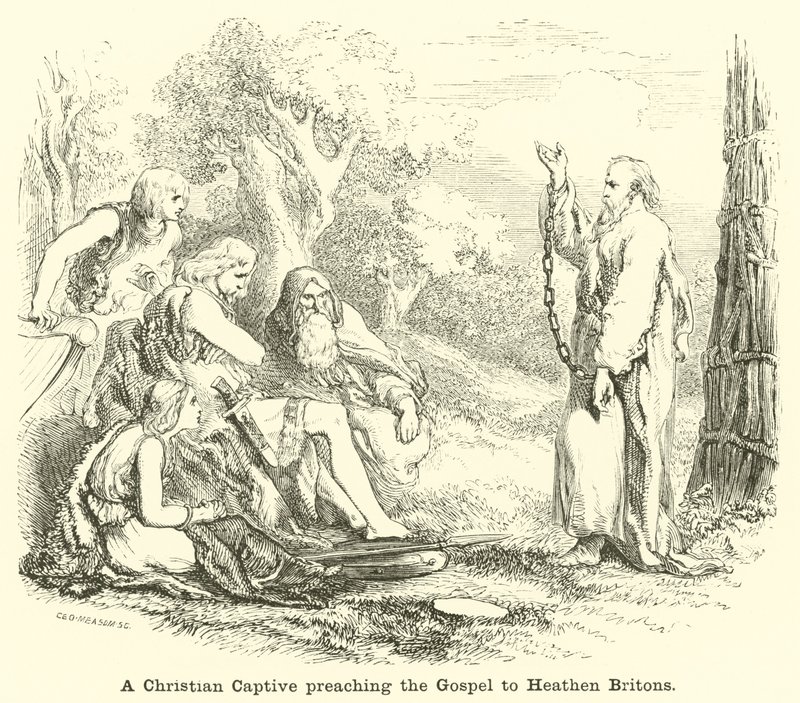 Křesťanský zajatec hlásající evangelium pohanským Britům od English School