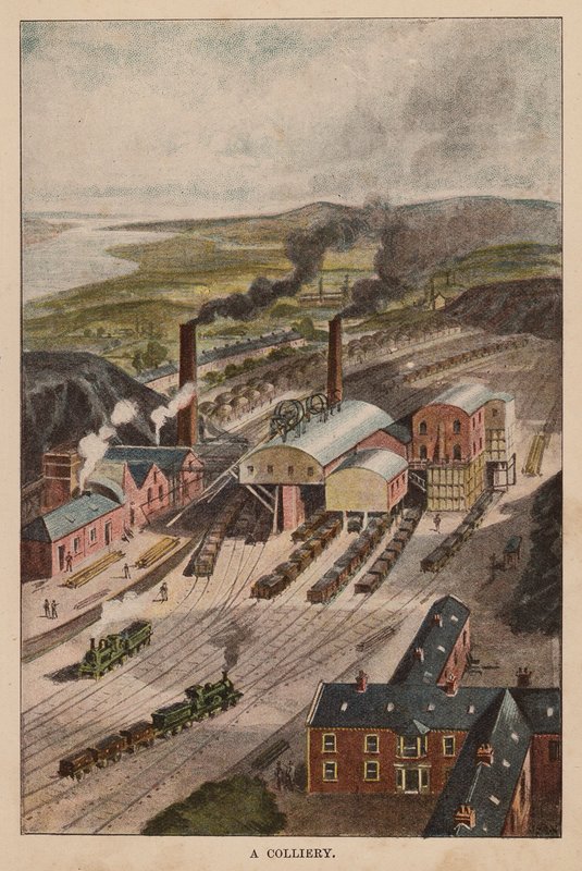 Colliery (barevná litografie) od English School