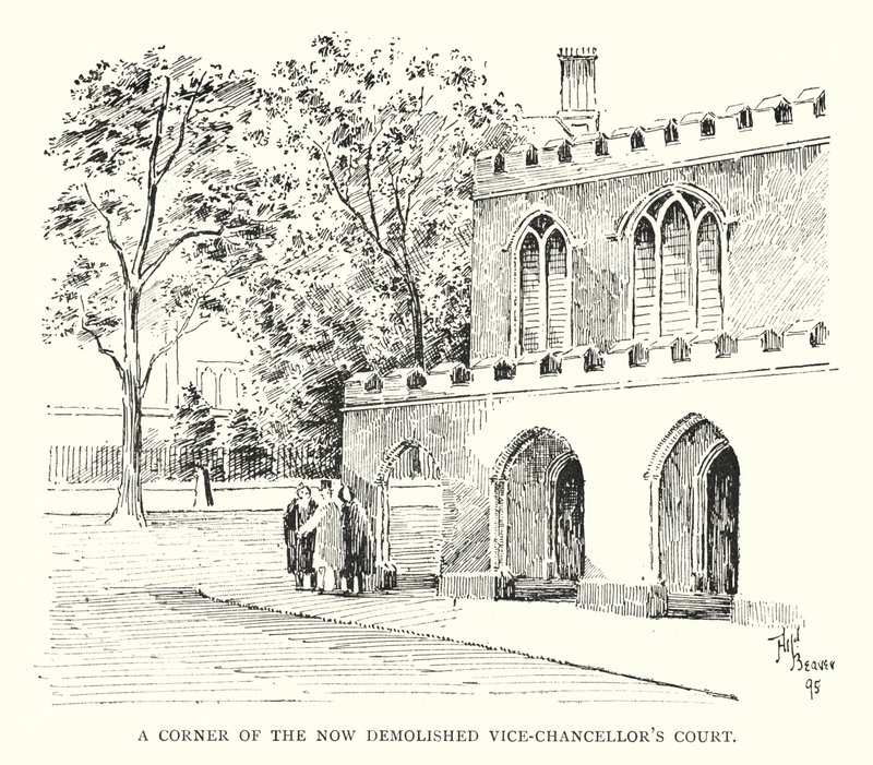 Roh nyní zbořeného vicekancléřského dvora (litho) od English School