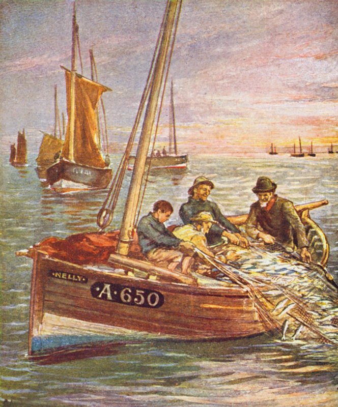 Dobrý úlovek (barevná litografie) od English School