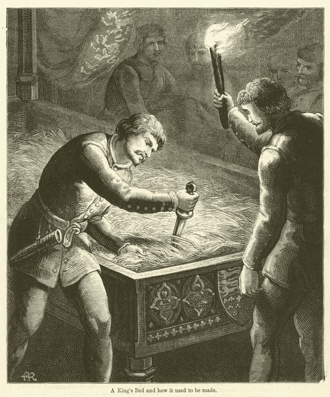 Královská postel a její výroba (rytina) od English School