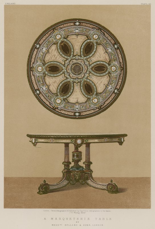 Marqueterie Table od pánů Holland and Sons, Londýn od English School