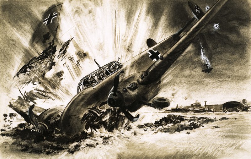Přistává havarovaný Messerschmitt od English School
