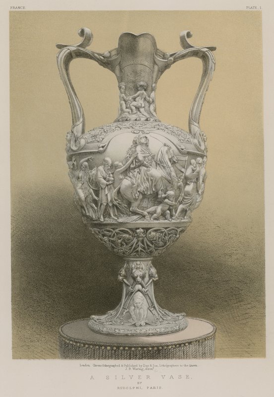 Stříbrná váza Rudolphi, Paříž (chromolit) od English School