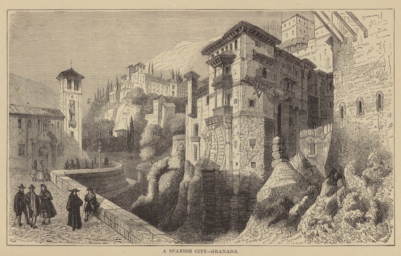 Španělské město, Granada (rytina) od English School