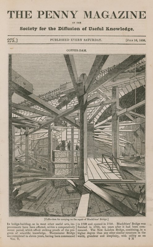 Kazetová přehrada pro pokračování opravy Blackfriars Bridge od English School