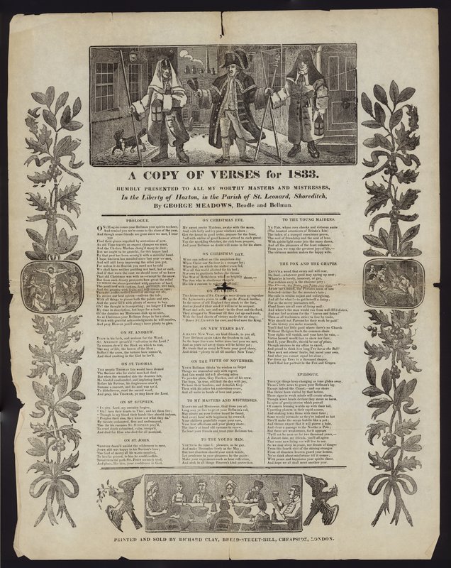 Kopie veršů pro rok 1833 od English School