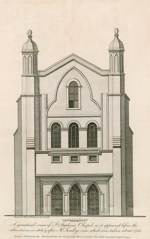 Geometrický pohled na kapli svatého Štěpána, jak vypadala před úpravami v roce 1806 atd od English School