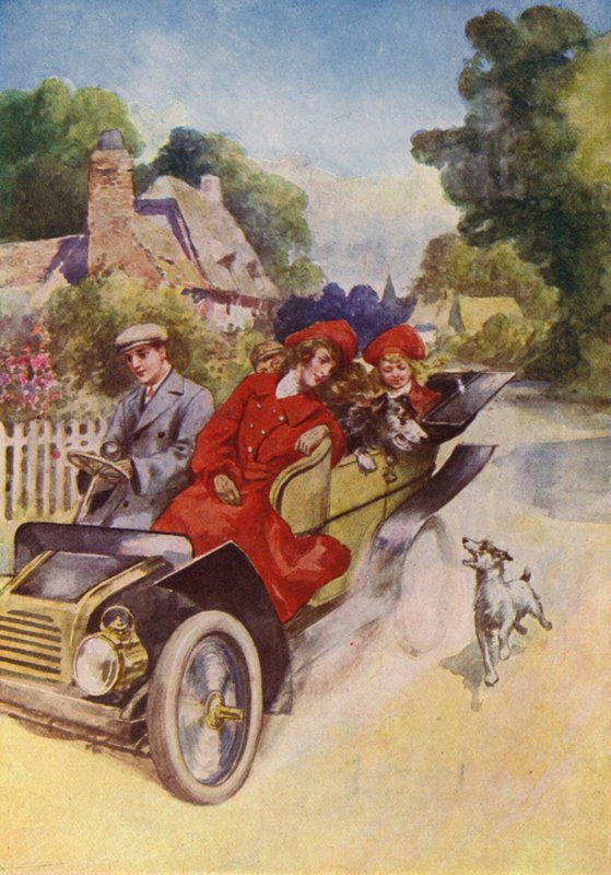 Veselá motorová jízda (barevná litografie) od English School