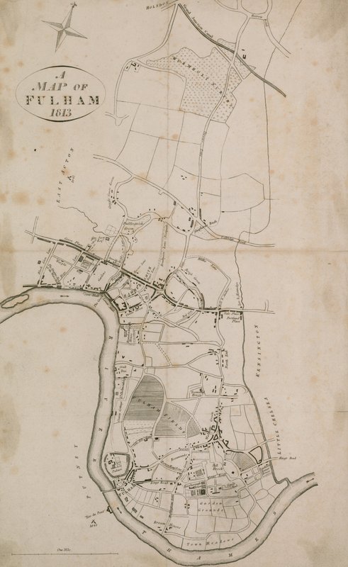 Mapa Fulhamu, Londýn, 1813 od English School