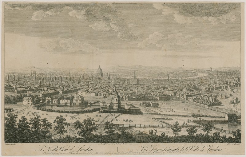 Pohled na severní část Londýna. Z kopce Pentonville Hill od English School