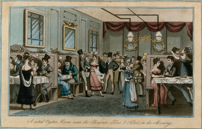Známý Oyster Room poblíž divadel, 3 hodiny ráno od English School