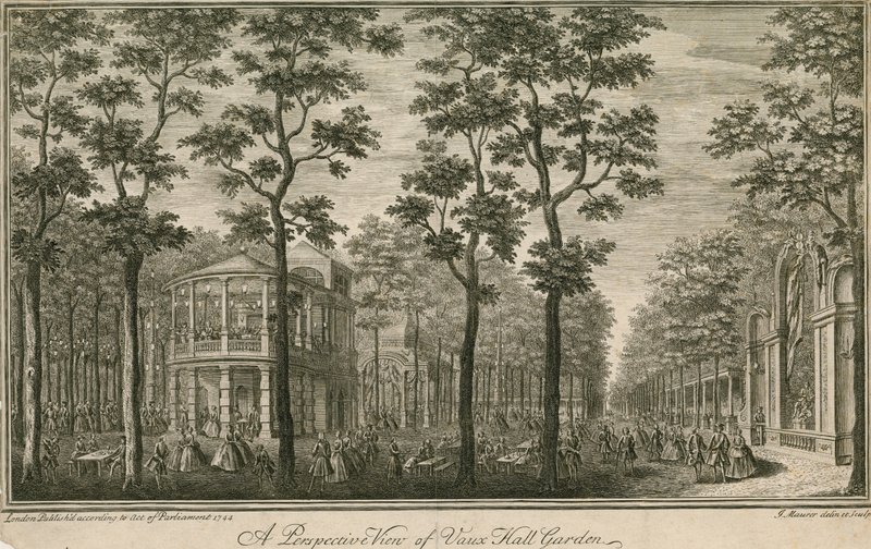 Perspektivní pohled na Vauxhall Gardens, Londýn od English School