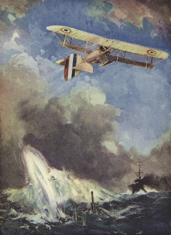 Hydroplán bombarduje ponorku od English School