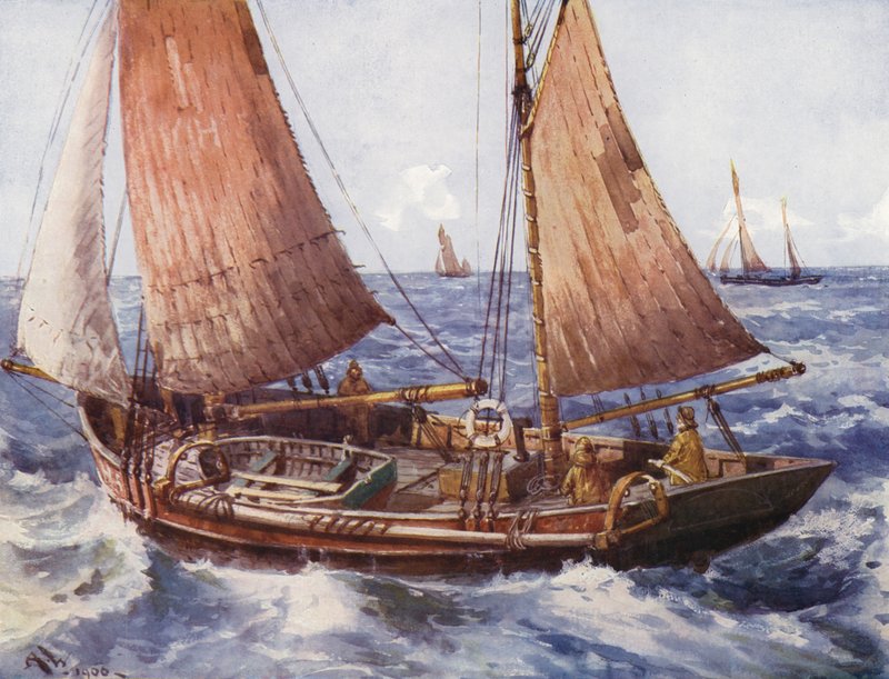 Trawler na moři (barva litho) od English School