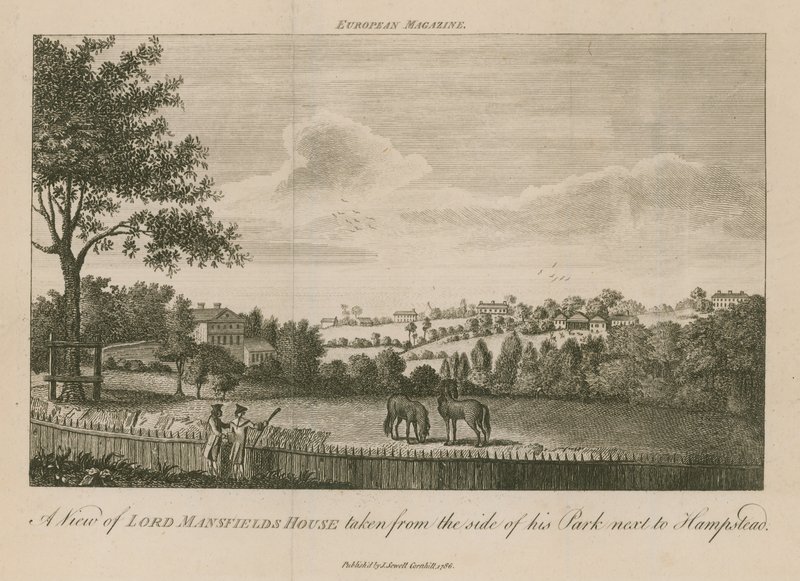 Pohled na Lord Mansfields House pořízený ze strany jeho parku vedle Hampsteadu od English School