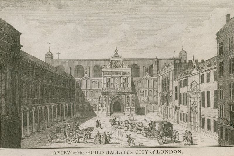 Pohled na Guildhall of the City of London od English School