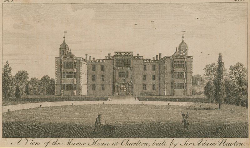 Pohled na Manor House v Charltonu, postavený Sirem Adamem Newtonem od English School