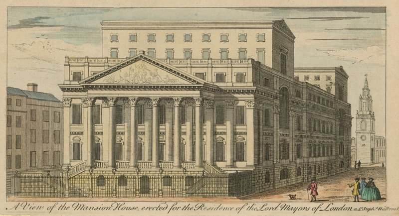Pohled na Mansion House, postavený pro sídlo primátorů Londýna od English School