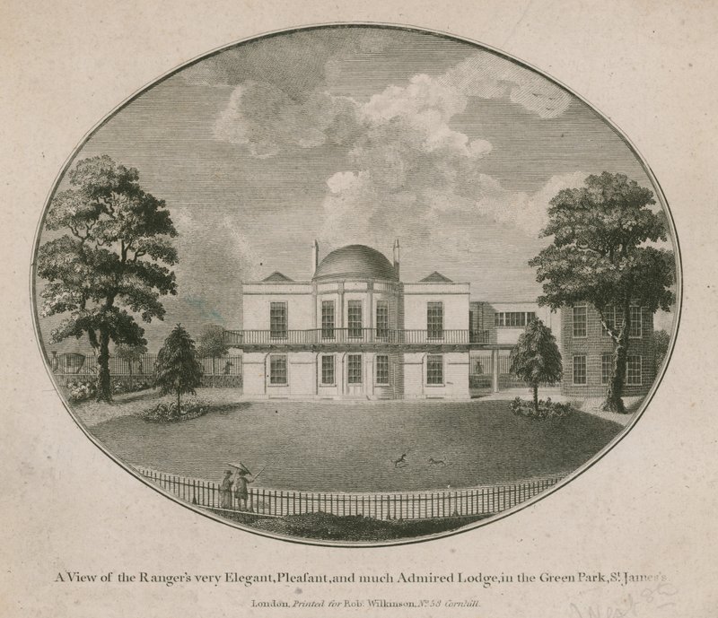 Pohled na Rangers velmi elegantní, příjemný a velmi obdivovaný Lodge v Green Park, St Jamess od English School
