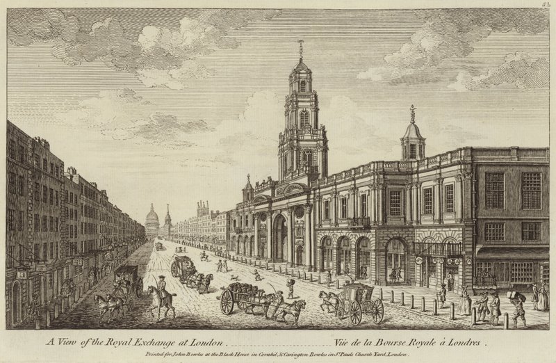 Pohled na Royal Exchange v Londýně od English School