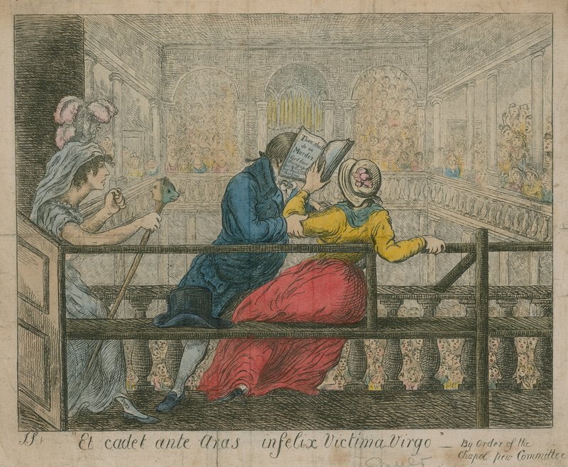 Žena je vyhozena z lavic kaple Foundling Hospital od English School