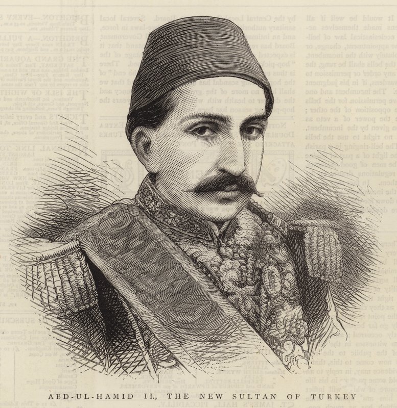 Abd-ul-Hamid II, nový turecký sultán (rytina) od English School