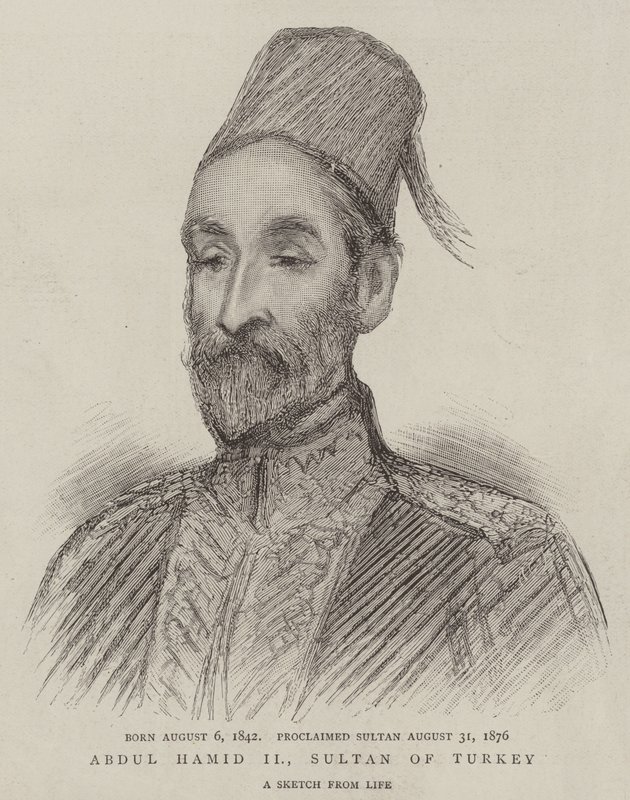 Abdul Hamid II, sultán Turecka (rytina) od English School