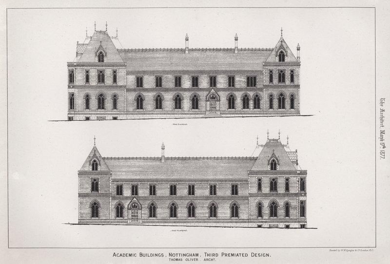 Academic Buildings, Nottingham, Third Premiated Design (rytina) od English School