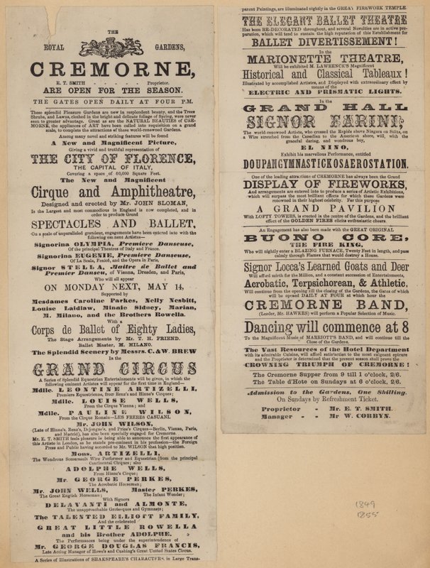 Reklama na Cremorne Gardens, Londýn od English School
