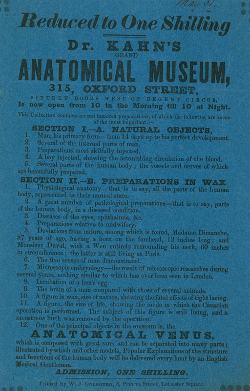 Reklama na anatomické muzeum doktora Khanse Granta od English School