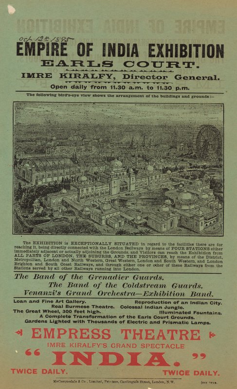 Reklama na výstavu Empire of India, Earls Court od English School